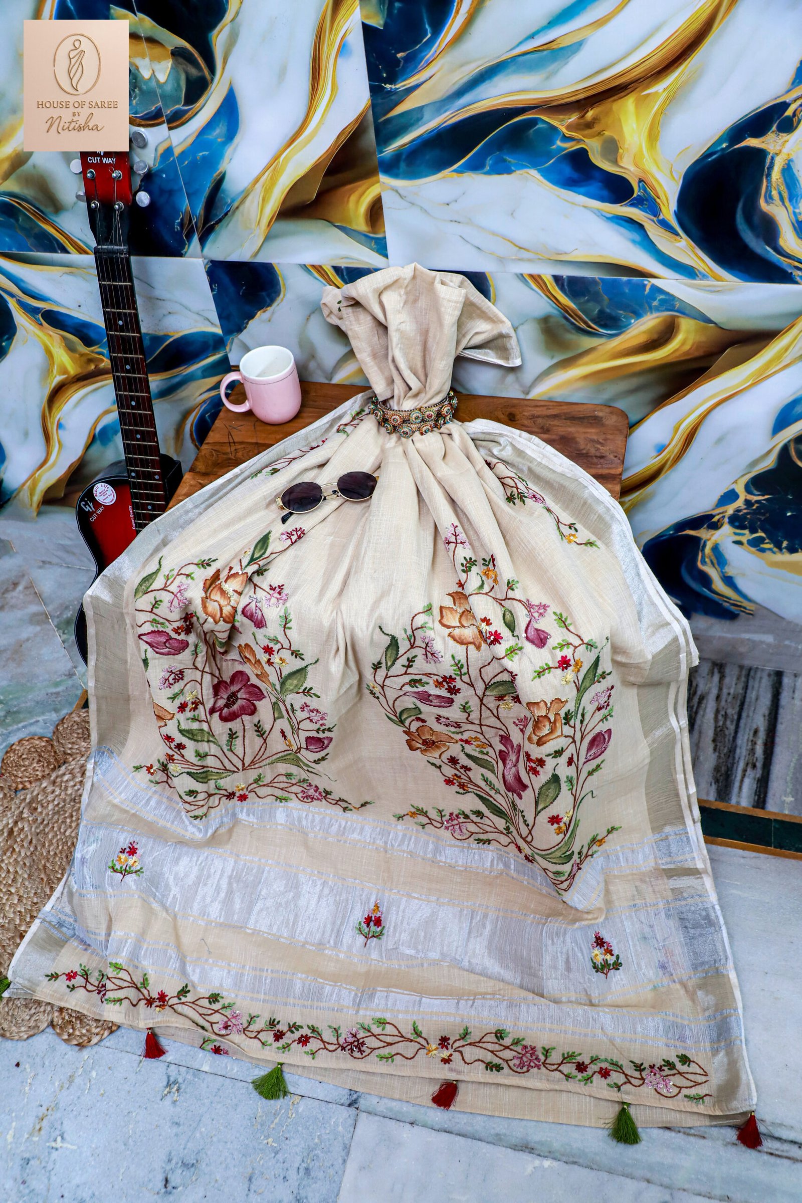 Luxurious Banarasi-inspired Silk Saree with Elaborate Zari Work | House of Saree