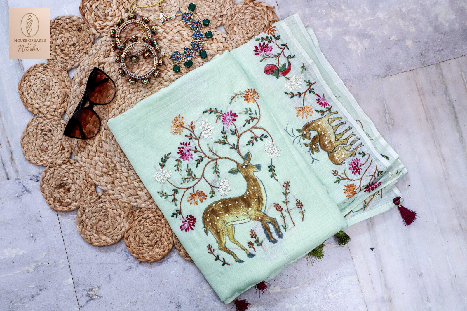 Royal Zari Embroidered Silk Saree | Rouis of Sare